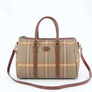 Burberry Check Horse Mini Boston Leather Handbag Shoulder Bag Tote for Women